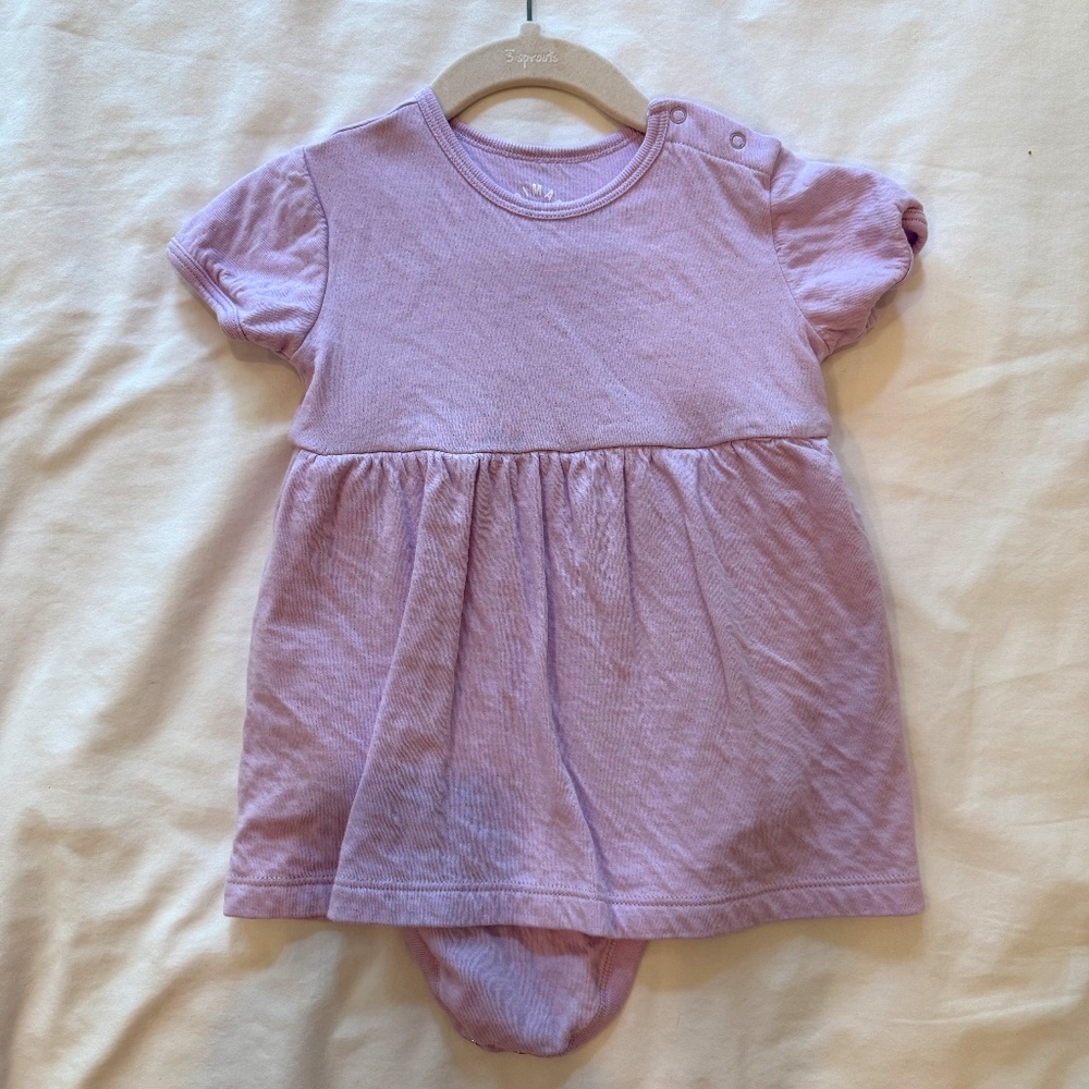 Primary Pointelle Babysuit Dress in Lavender